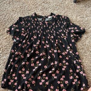 Elegant Black and Pink Floral Blouse